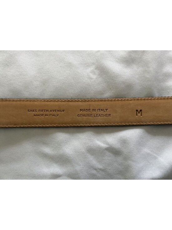Vintage Saks Fifth Avenue Gray Women’s Leather Belt Covered Buckle Size Medium main image 3